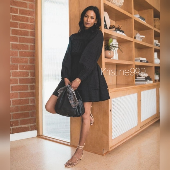 Cleobella Berit Mini Dress in Black Swiss Dot NEW size Small - Picture 2 of 10